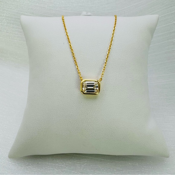 Venus and Vulcan Jewelry - 1.0 CT Moissanite Diamond Elongated Asscher Cut Necklace